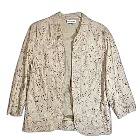 Coldwater Creek Tan Eyelet Embroidered Jacket Medium - Picture 11 of 11